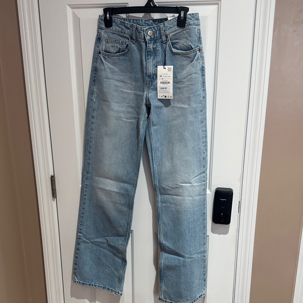 Zara Light Blue Flare & Wide Leg Jeans